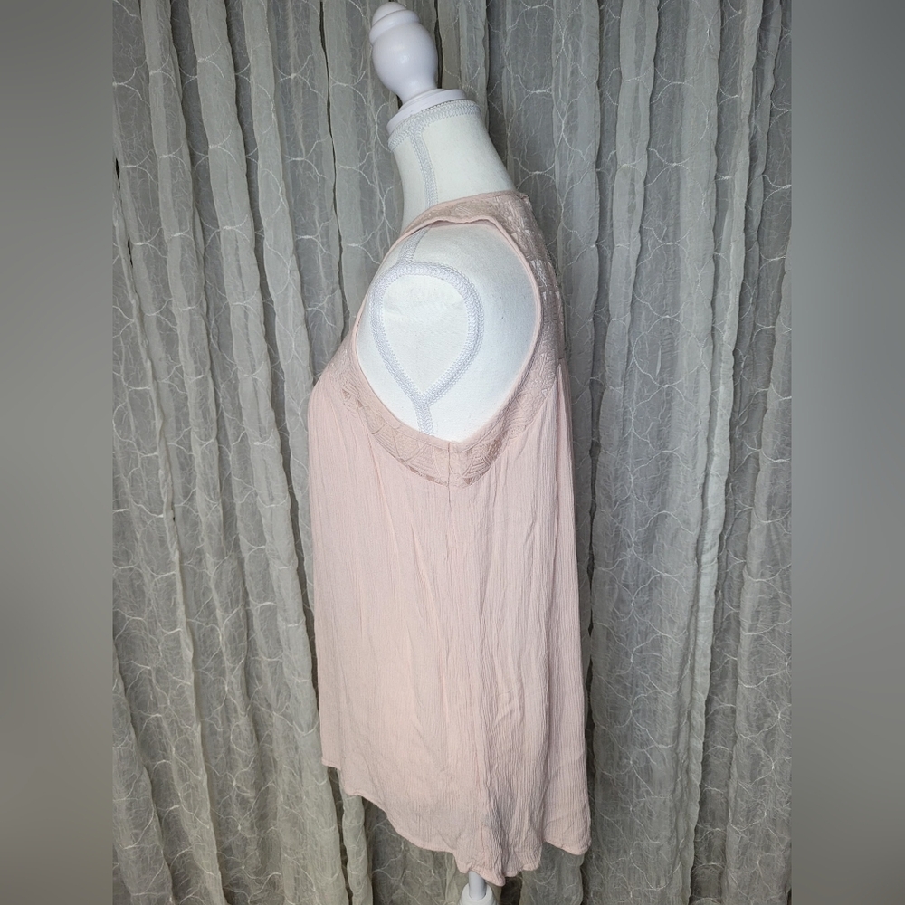 Mossimo Target Blush Pink Sleeveless High Low Top Silver Zipper Textured Boho M - Picture 3 of 7
